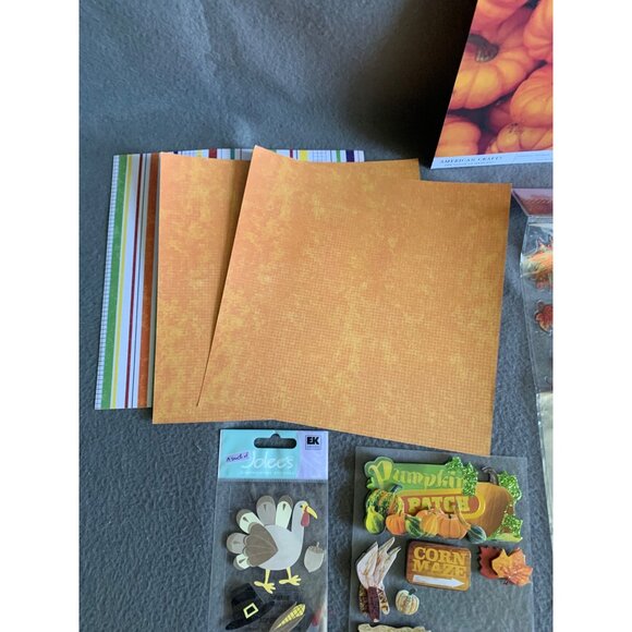Fall & Halloween Scrapbooking Kit - Stickers Cutouts Patterned Paper & Embellish - Picture 7 of 13